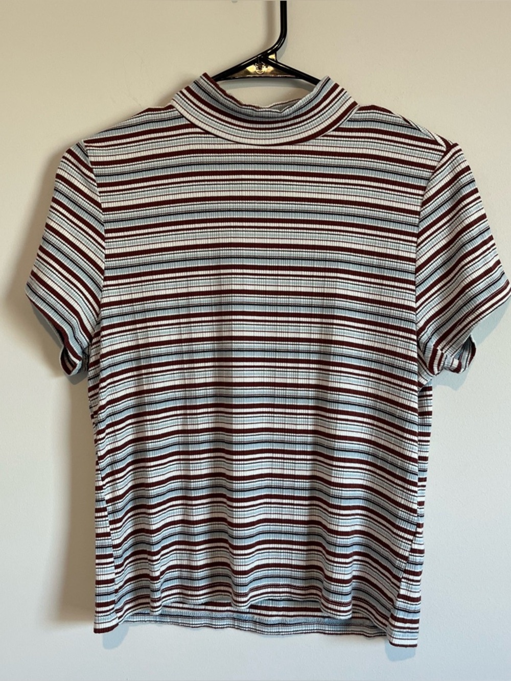 Anthropology-The Blair Baby Tee by Maeve: Mock-Neck Striped Edition- Large
